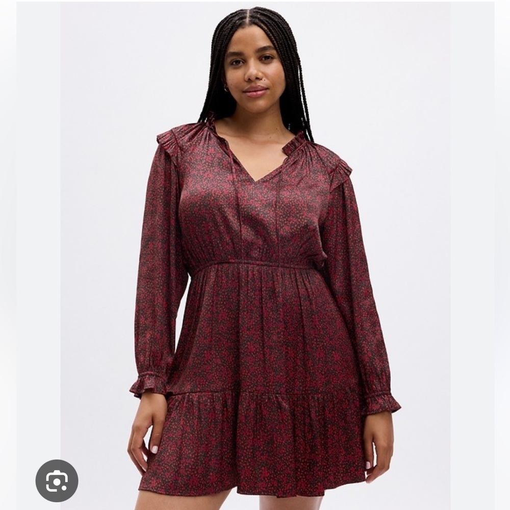 GAP Split Neck Tiered Mini Dress